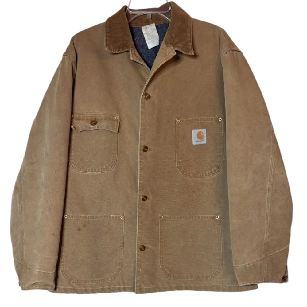 Vintage Carhartt Jacket Duck Chore Barn Coat Work USA Made Blanket Lined Size 44